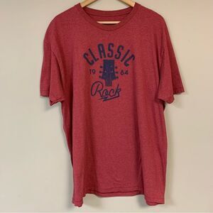 Classic Rock Guitar T-Shirt Men’s 2XL Top Summer Red Soft Casual Music Festival